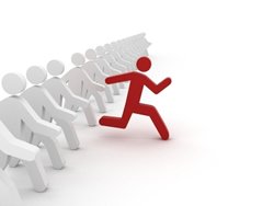 Future Leader: Stick figure out in front of the pack.