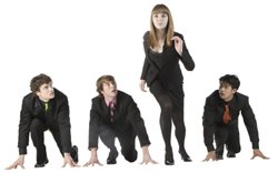Future Leader: Woman leading a foot-race